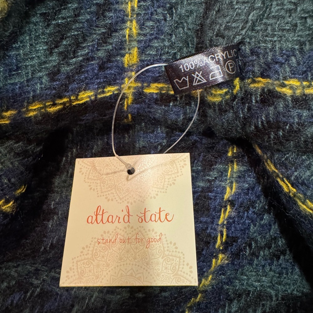Altar'd State Infinity Green and Yellow Plaid Scarf
